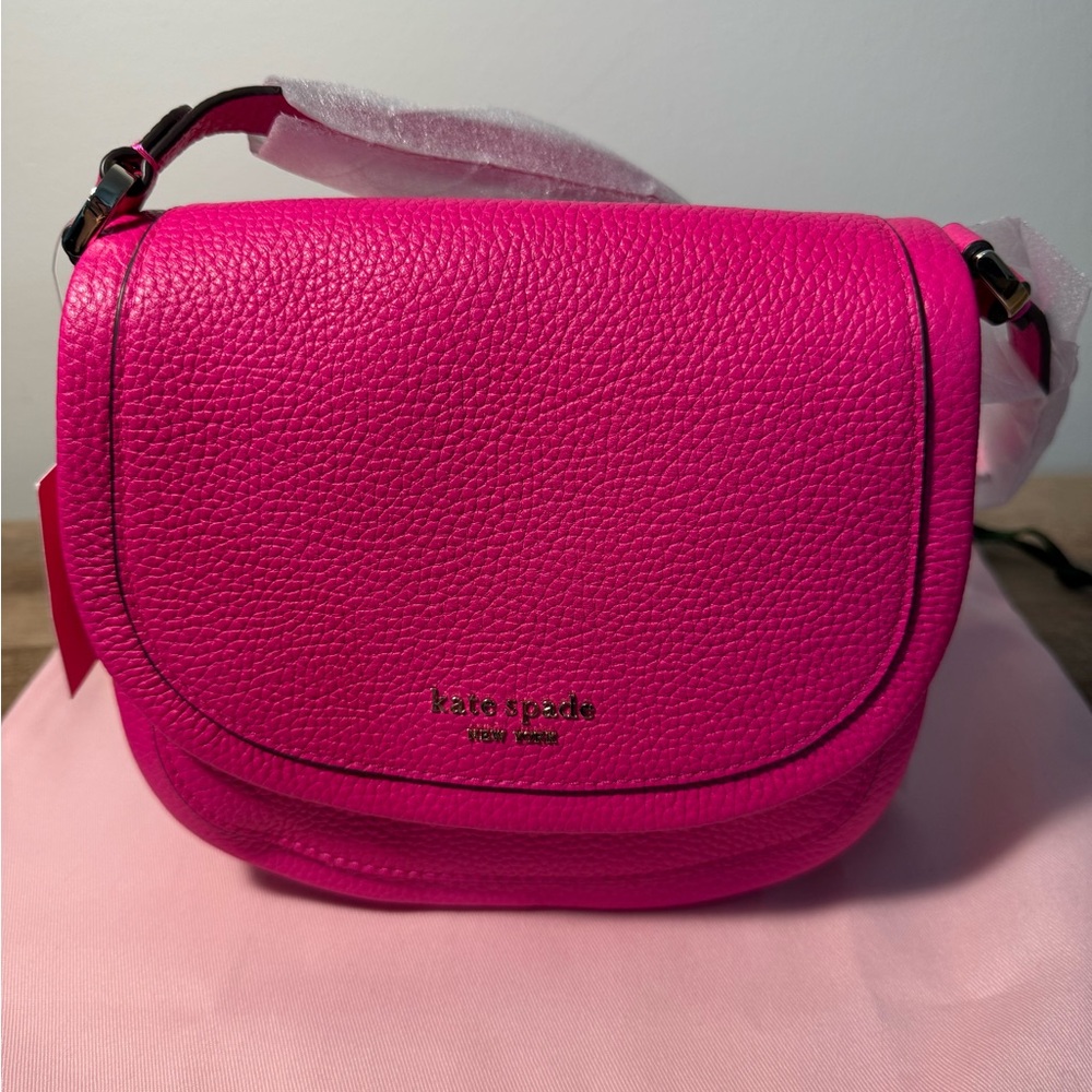 NWT Kate Spade Small Roulette Saddle Bag Color: Shocking Magenta